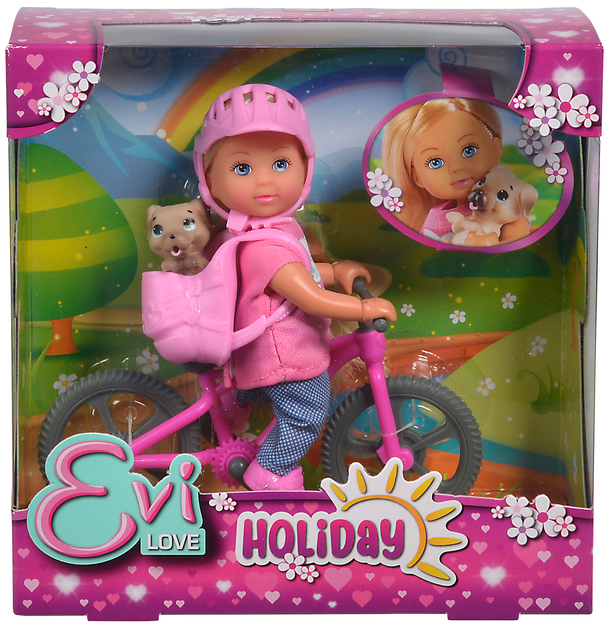 Zestaw lalek Simba Toys Evi Love Holiday Evi na rowerze górskim 12 cm z pieskiem i akcesoriami (105733273038) - obraz 3