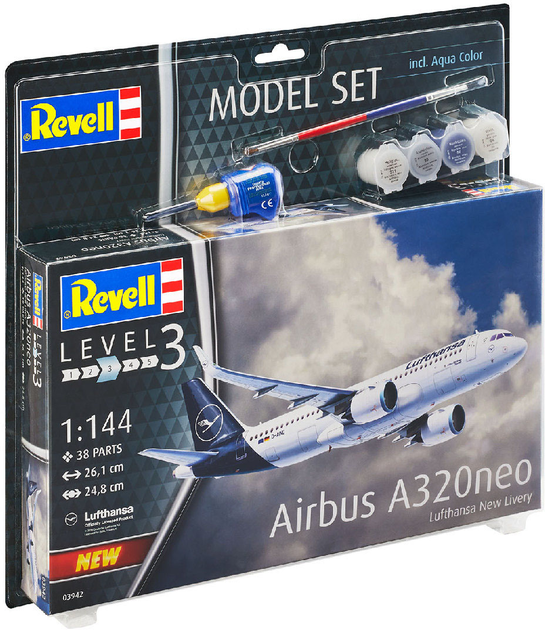 Складана модель-копія Revell набір Літак Аеробус A321 Neo рівень 3 масштаб 1:144 (RVL-63942) - зображення 3