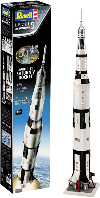 Zmontowany model pojazdu nośnego Revell Saturn 5 misji Apollo 11. Z okazji 50. rocznicy lądowania na Księżycu. Skala 1:96 (03704) - obraz 2