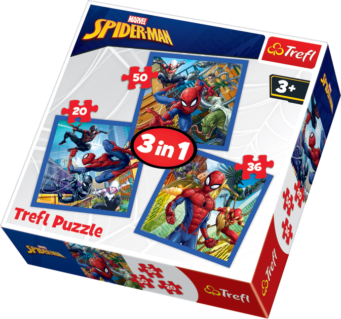 Puzzle Trefl Potęga Spider-Mana, 3 puzzle 20-36-50 elementów (34841) - obraz 1