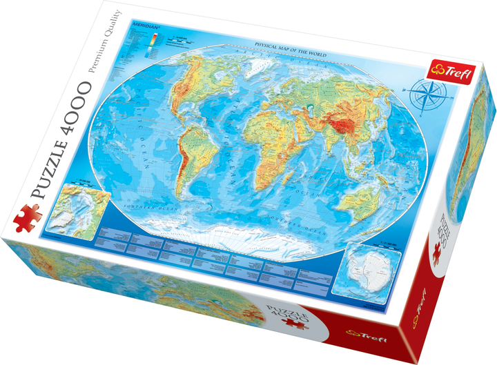 Puzzle Trefl Duża fizyczna mapa świata 4000 elementów (45007) - obraz 1