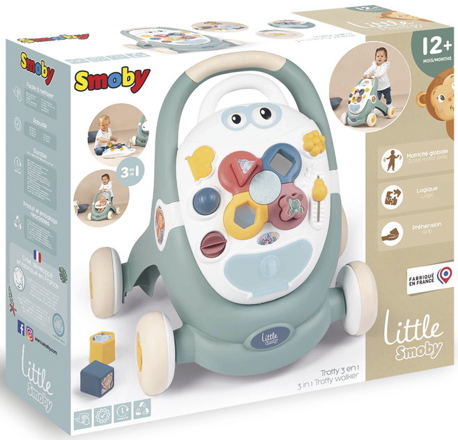 Chodzik pchacz interaktywny Smoby Little 3 w 1 z wyjmowanym panelem (7600140304) - obraz 14