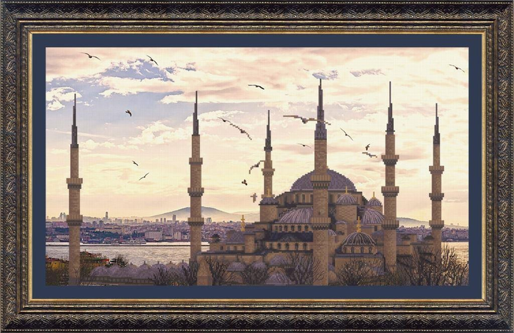 Канва с нанесённым рисунком для вышивки крестиком «Голубая мечеть», размер 23x30 см