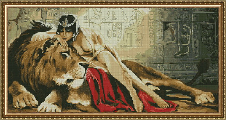 Оригинал схемы вышивки «Клеопатра со львом» (№338979) - Вышивка крестом