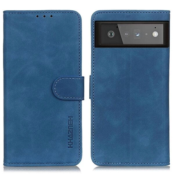 Чохол-книжка з застібкою KHAZNEH Retro Wallet для Google Pixel 6 - Blue - Фото 1 Чохол-книжка з застібкою KHAZNEH Retro Wallet для Google Pixel 6 - Blue - зображення 1