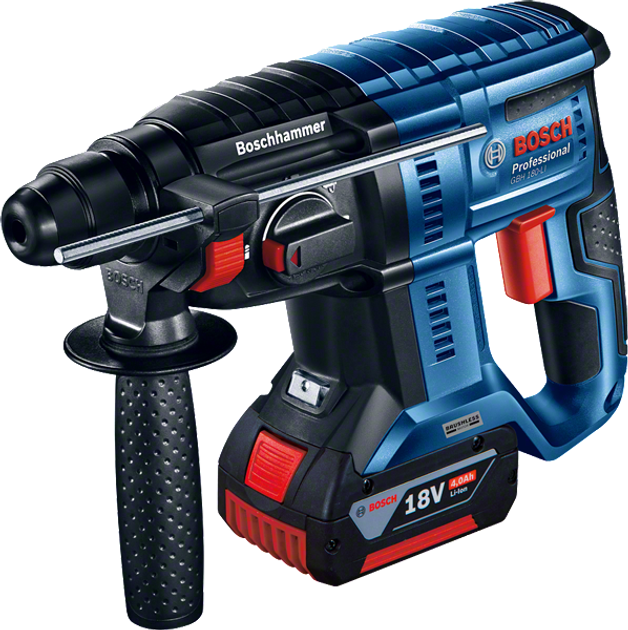 Бесщеточный аккумуляторный перфоратор Bosch GBH 180-LI + 1ак. x GBA 18V 4.0 Ah, GAL 18V-40 + Набор 5 ударных сверл SDS plus 5X (0615990M9C) - изображение 7