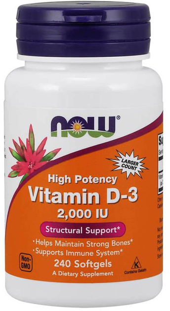 Witamina D3 Now Foods Vitamin D-3 2000 IU 240 kapsułek (733739003775) - obraz 1