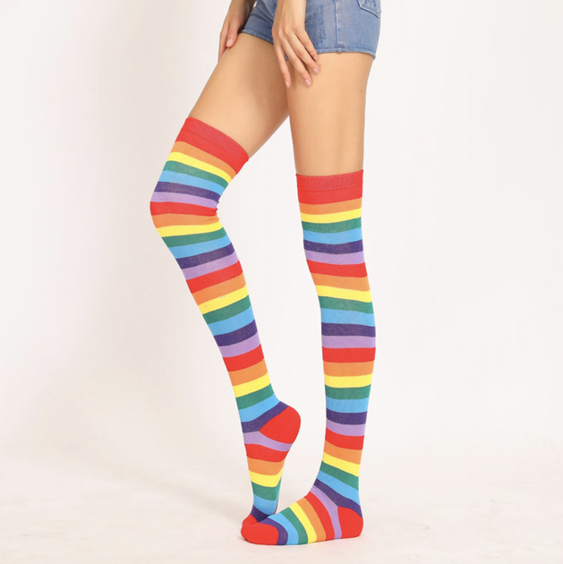 Гольфіни-заколенкі Home Socks 35-40 Райдужні Червоні - зображення 2