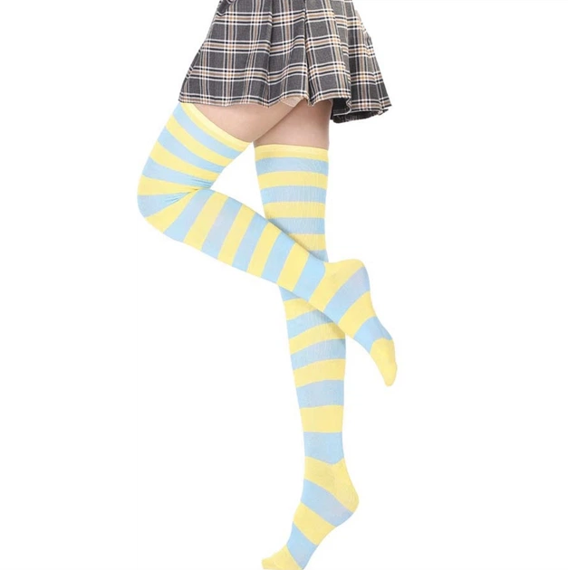 Чулки-заколенки Home Socks 35-40 Широкая полоска Желто-голубые - изображение 2