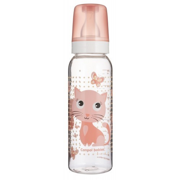 Пляшечка "Веселі звірятка" BPA Free 250 мл 11/841 ,Canpol babies,рожева - зображення 1