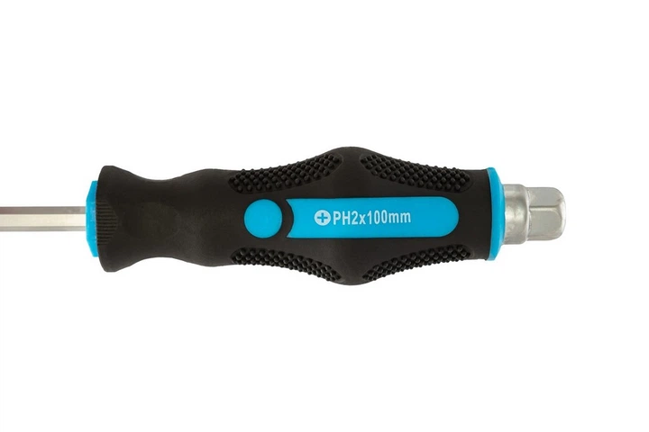 Отвёртка ударная крестовая магнитная MASTERTOOL GM EXTERNAL HEX PH2х100 мм ручка с TPR покрытием (49-6210) - изображение 5