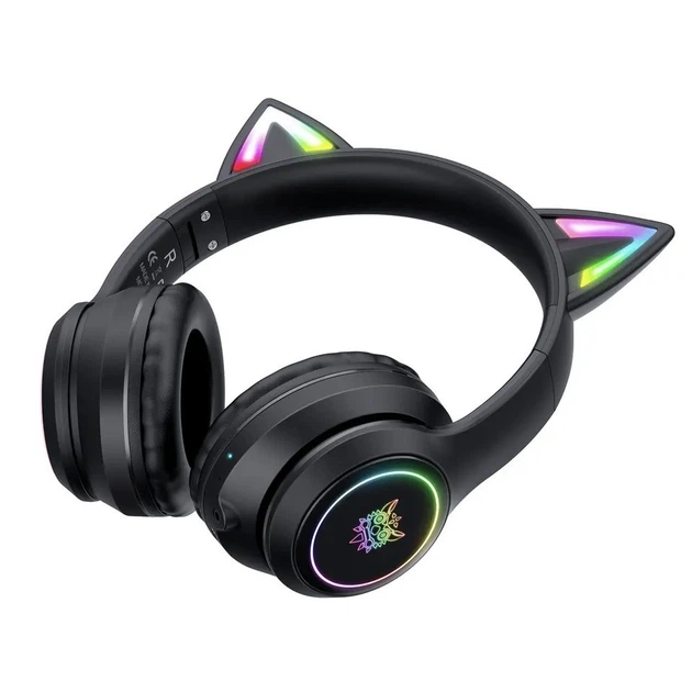 Беспроводные игровые наушники с кошачьими ушками Onikuma B90 с RGB подсветкой Bluetooth наушники для стриминга Черный - изображение 3