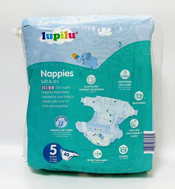 Підгузки дитячі Lupilu soft&dry 5 розмір, 11-16 кг, 40 шт - Фото 2 Підгузки дитячі Lupilu soft&dry 5 розмір, 11-16 кг, 40 шт - изображение 2