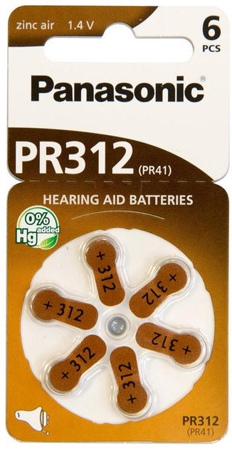 Батарейка Panasonic воздушно-цинковая PR312(312A, AC312E/EZ, PR312H ...