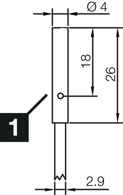 Индуктивный датчик Ø4, 200mA, PNP/NO, кабель 2m, Sn=0.8mm, 213195 / INSM-D04-B0.8PS-2C Di-soric - изображение 2