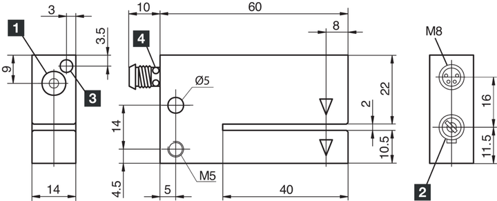 Щелевой датчик для этикеток, Push-pull (2x), NO/NC, IP 67, коннектор M8, 203038 OGUTI 002 G4K-TSSL Di-soric - изображение 2