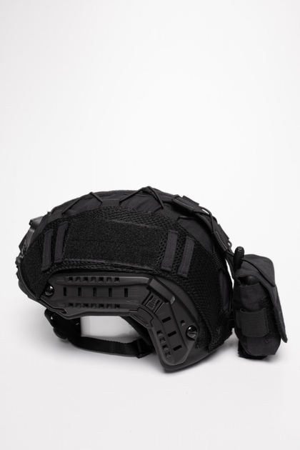 Комплект кавер (чехол) для шлема Fast и подсумок карман (противовес) для аксессуаров на кавер, Черный - изображение 1
