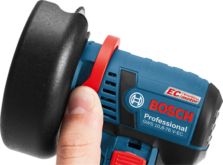 Аккумуляторная угловая шлифмашина Bosch Professional GWS 12V-76, 2 x GBA 12V3.0Ah аккумуляторы, зарядное устройство GAL 12V-40, L-boxx 102 + 3 диска (06019F200B) - изображение 7
