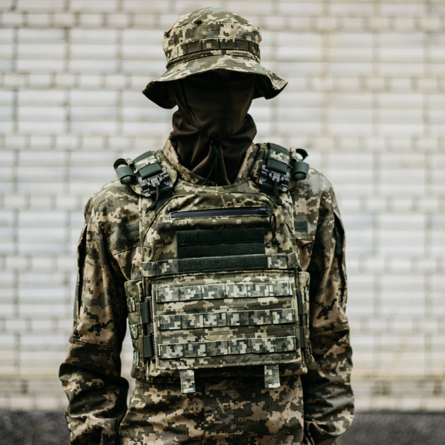 Плитоноска-тактический военный жилет с системой MOLLE и быстрым сбросом, Пиксель - изображение 1