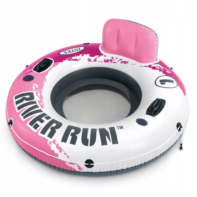 Надувне крісло з ручками River Run Intex 56824 (135 см., зі спинкою, зі сіткою на дні, з підсклянниками, серія Sports, рожевий) - зображення 2