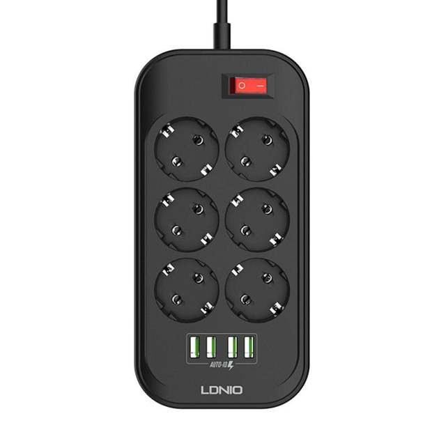 Мережевий фільтр подовжувач LDNIO SE6403 6 розеток і 4USB порти 2 м - зображення 3