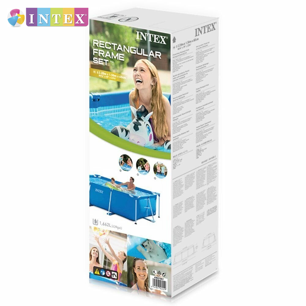 Прямоугольный каркасный бассейн Intex 28270 NP. Размером 220x150x60см, объём 1662л, от 6 лет - Фото 3 Прямоугольный каркасный бассейн Intex 28270 NP. Размером 220x150x60см, объём 1662л, от 6 лет - изображение 3