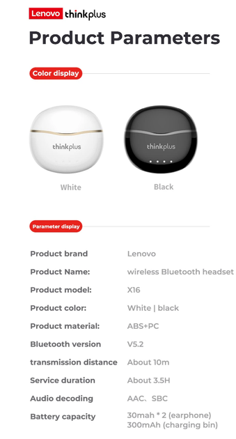 Беспроводные наушники Lenovo ThinkPlus X16 TWS White - изображение 10