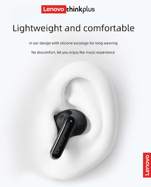 Бездротові навушники Lenovo ThinkPlus XT88 TWS Bluetooth 5.3 Чорні - зображення 8