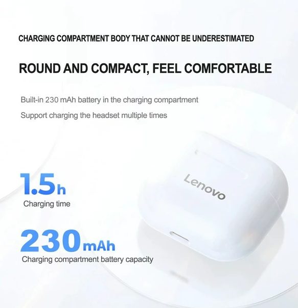 Бездротові навушники Lenovo LivePods LP40 TWS Bluetooth 5.0 Білі - зображення 4