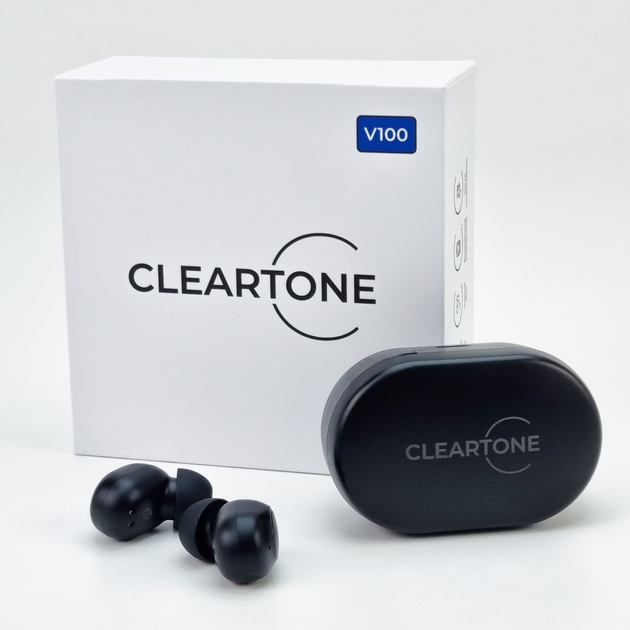 Внутриушной слуховой аппарат CLEARTONE V100 с двумя TWS наушниками и портативным боксом для зарядки - Black - изображение 2