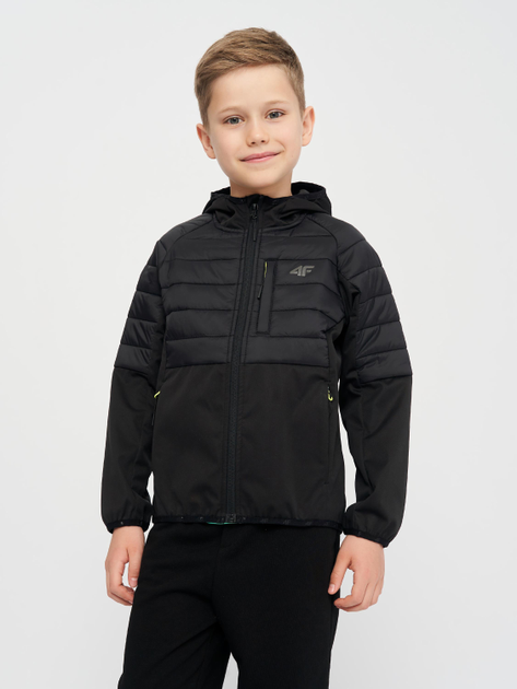 Акція на Дитяча демісезонна стьобана куртка для хлопчика 4F 4FJSS23TTJAM072-20S 122 см Чорна від Rozetka