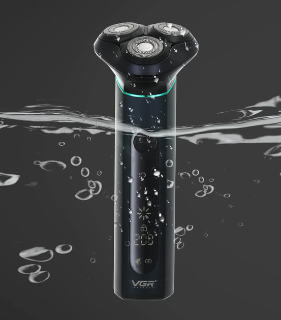 Аккумуляторная водонепроницаемая электробритва роторная VGR 5W USB с плавающими головками - изображение 3