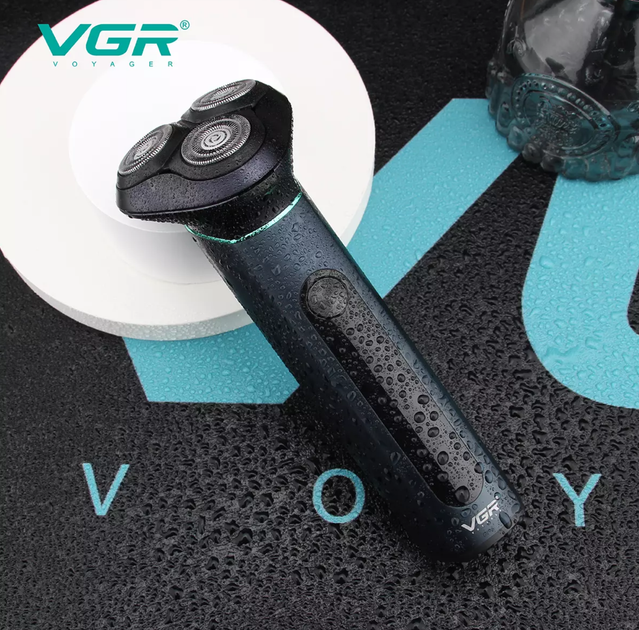 Аккумуляторная водонепроницаемая электробритва роторная VGR 5W USB с плавающими головками - изображение 11