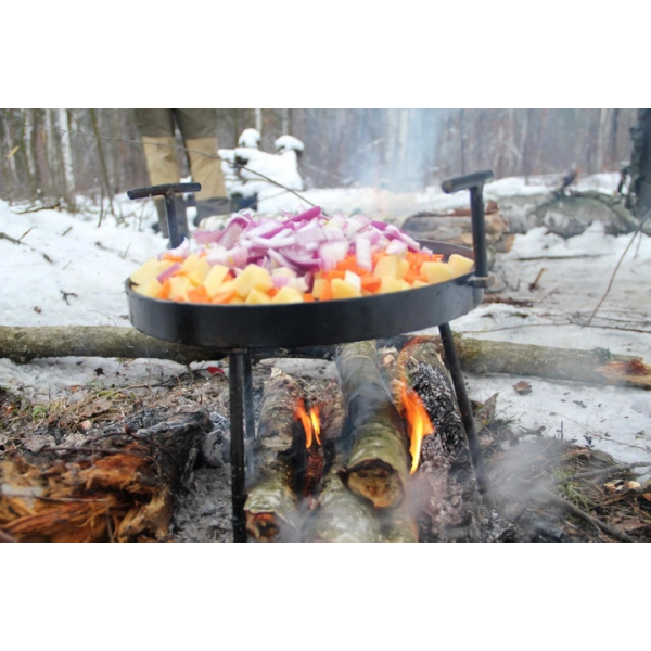 Сковорода мангал из диска бороны на ножках 30 см + крышка и лопатка в комплекте отличный подарок для отдыха Black - изображение 13
