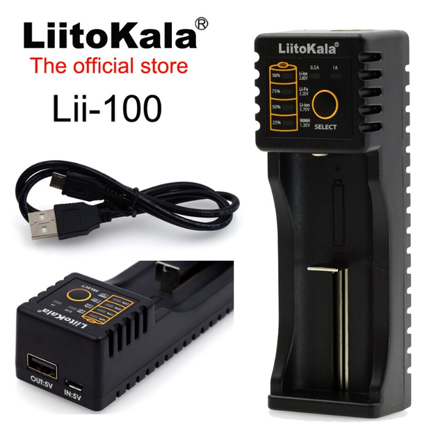 Универсальное зарядное устройство павербанк Liitokala Lii-100 для AA, AAA, 16340, 18650, 26650 - изображение 5