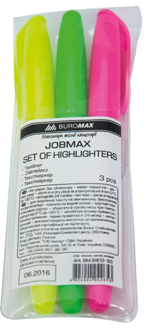 Набір текстових маркеров JOBMAX Buromax 2-4 мм 3 шт. (BM.8903-93) - Фото 1 Набір текстових маркеров JOBMAX Buromax 2-4 мм 3 шт. (BM.8903-93) - зображення 1