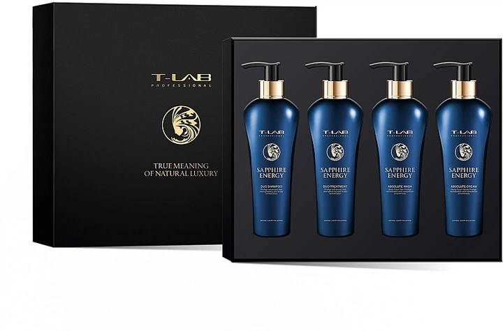 Набор - T-LAB Professional Sapphire Energy (h/cond/300ml + h/shm/300ml + b/wash/300ml + b/cream/300ml) Набор (947689-0-2) - Фото 1 Набор - T-LAB Professional Sapphire Energy (h/cond/300ml + h/shm/300ml + b/wash/300ml + b/cream/300ml) Набор (947689-0-2) - изображение 1