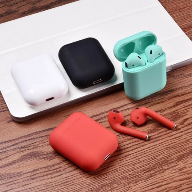 Беспроводные наушники с микрофоном в кейсе inPods 12 Macaron Малиновый й Soft Touch - Фото 5 Беспроводные наушники с микрофоном в кейсе inPods 12 Macaron Малиновый й Soft Touch - изображение 5