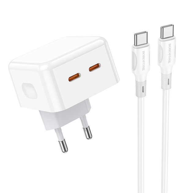 Сетевое зарядное устройство с быстрой зарядкой + кабель Type-C BOROFONE ...