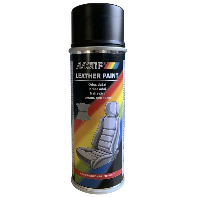 Фарба для шкіри Motip Leather Paint, 200 мл Аерозоль Чорний мат – фото ...