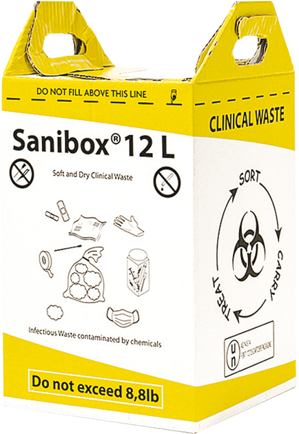 Контейнер-пакет Sanibox для сбора и утилизации медицинских отходов 12 л 10 штук (PF200585) - изображение 1
