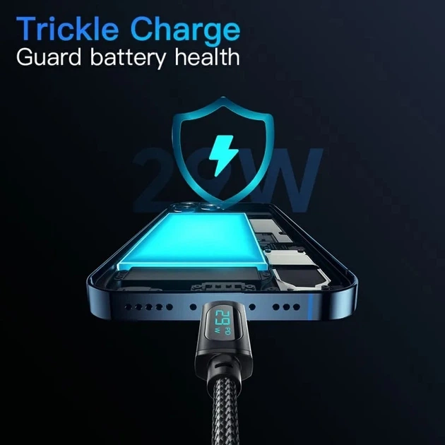 Кабель Essager Type-C Lightning PD 29w 1м Iphone (с дисплеем) Black - изображение 5