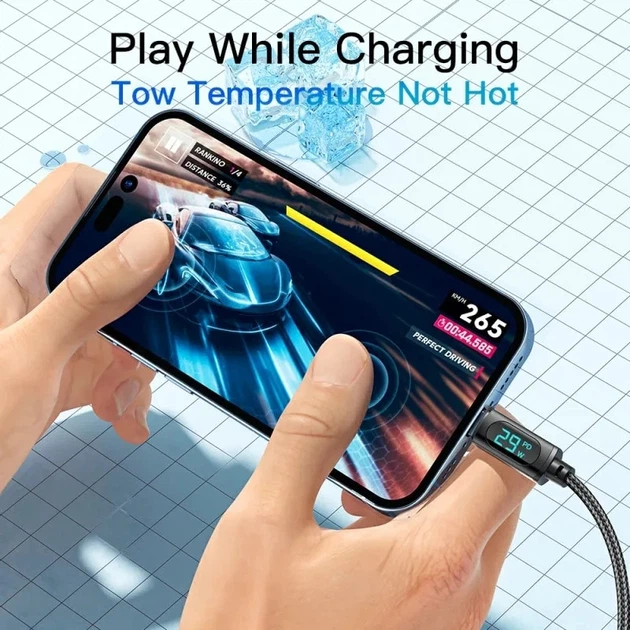 Кабель Essager Type-C Lightning PD 29w 1м Iphone (с дисплеем) Black - изображение 6