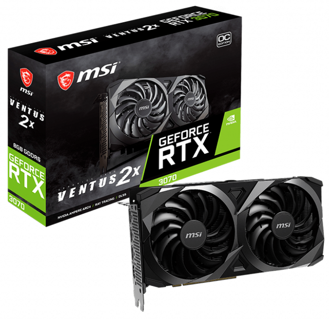 Видеокарта MSI PCI-Ex GeForce RTX 3070 VENTUS 2X OC 8GB GDDR6 (256bit) (14000) (HDMI, 3 x DisplayPort) (RTX 3070 VENTUS 2X OC) - изображение 5
