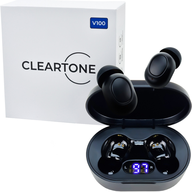 Слуховий апарат CLEARTONE V100 з двома TWS навушниками та портативним боксом для зарядки - Black - зображення 2