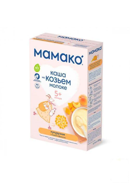 Каша молочная кукурузная с тыквой и абрикосом на козьем молоке Мамако, 200г (88255) 