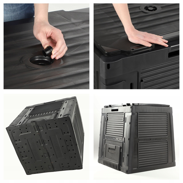 Садовый компостер пластиковый Keter E-Composter 470L черный, с основанием (17186362) - изображение 5