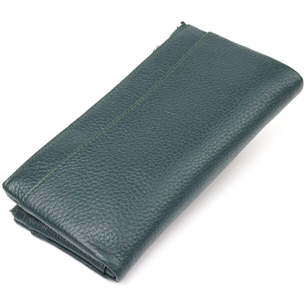 Місткий жіночий кішок з натуральної зернистої шкіри CANPELLINI Wallet 21633 Зелений - зображення 2