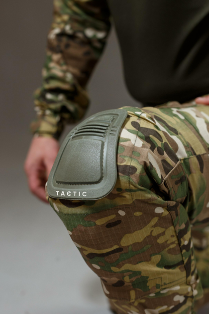 Військові штани Tactic CORD Ріп-стоп, (тактичні штани з наколінниками) мультикам 52 - зображення 2