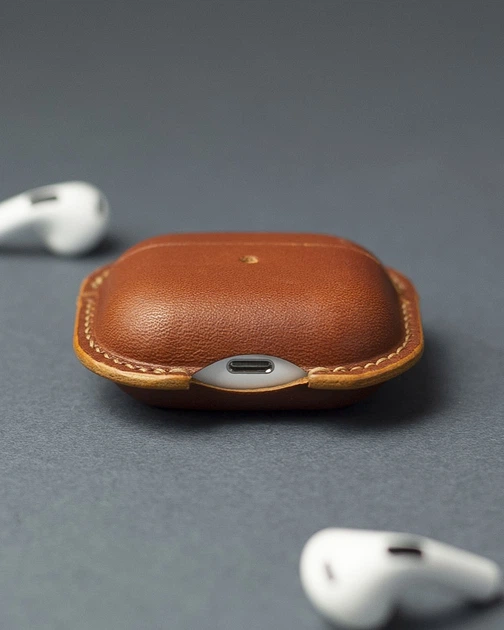 Шкіряний чохол MERE для Apple AirPods 3 Коричневий - Фото 2 Шкіряний чохол MERE для Apple AirPods 3 Коричневий - изображение 2